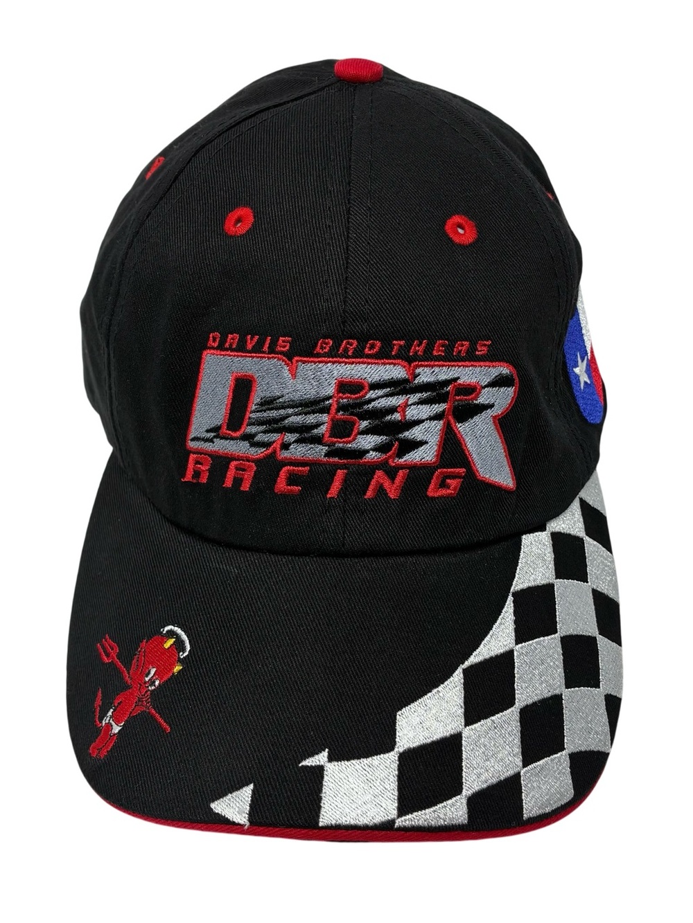 Davis Brothers Racing Hat Cap Strap Back Mens One Size Black Checkered Flag Auto